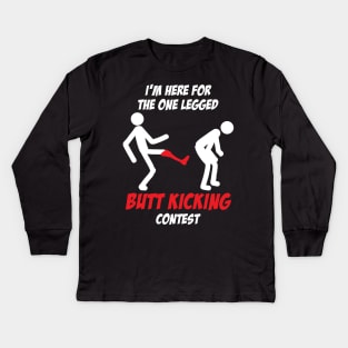 Butt Kicking Contest Leg Amputee Kids Long Sleeve T-Shirt